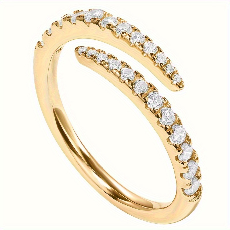 Women's Spiral Wrap Open Band Ring with Synthetic Cubic Zirconia